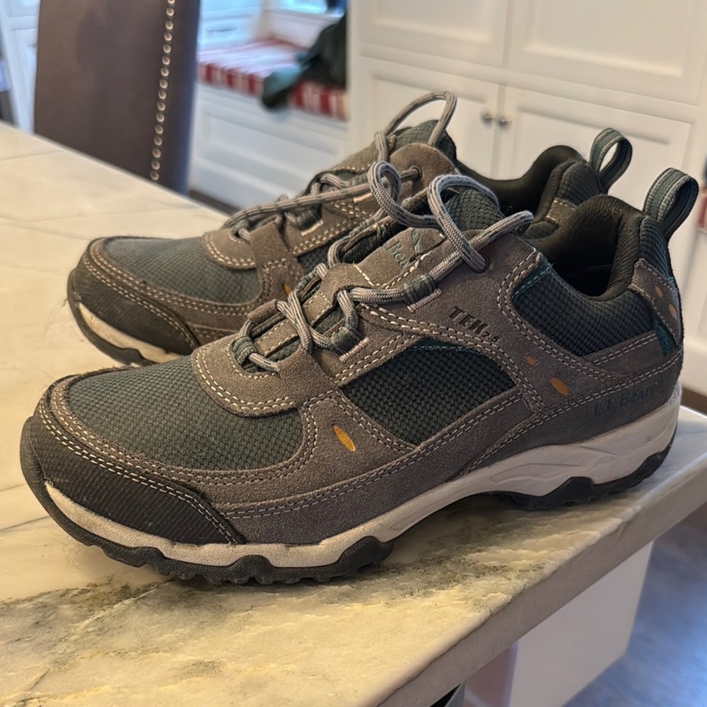 Gray and Green Hiking Shoes